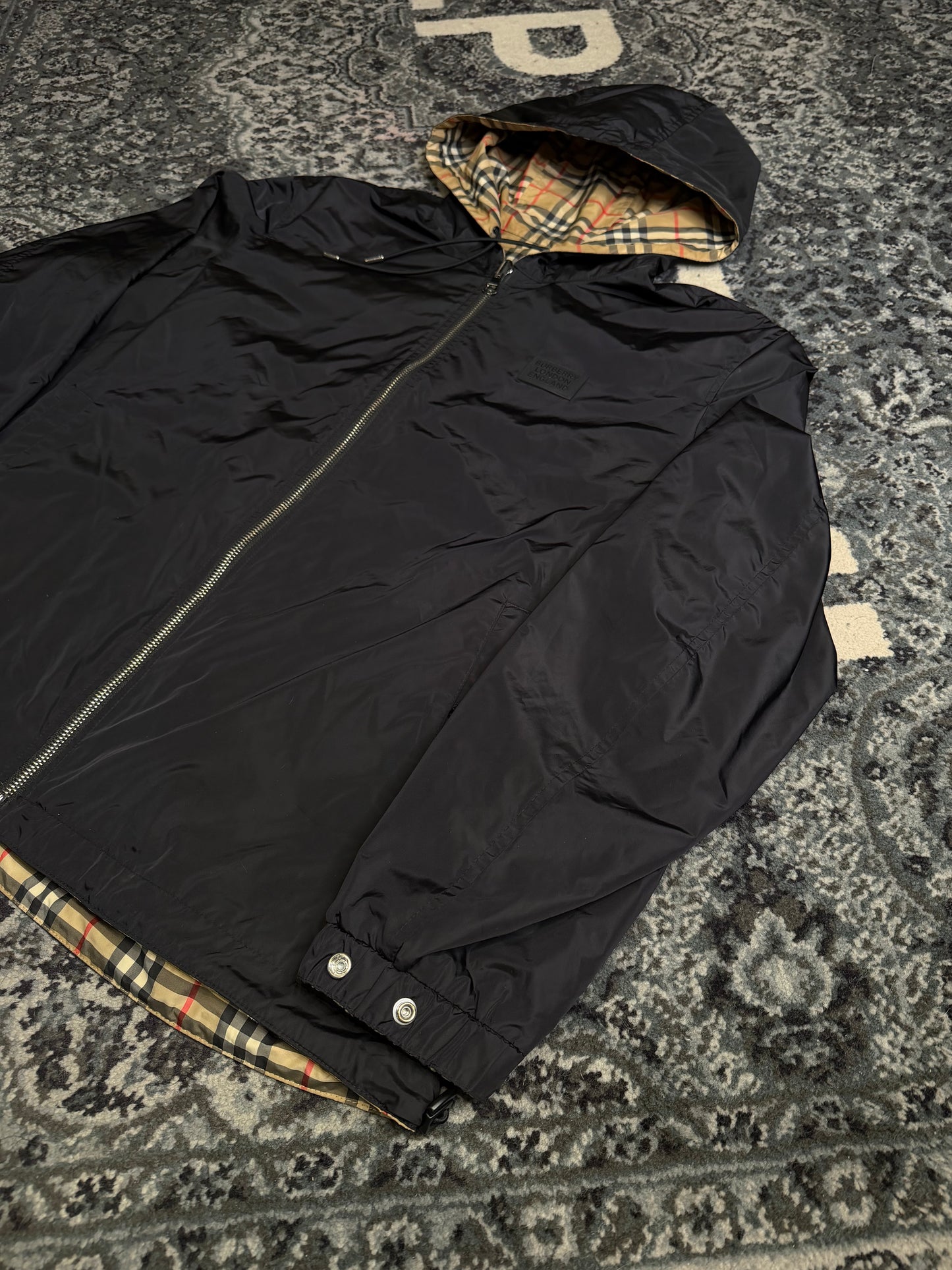 Burberry Reversible Check Hooded Jacket Size XXL