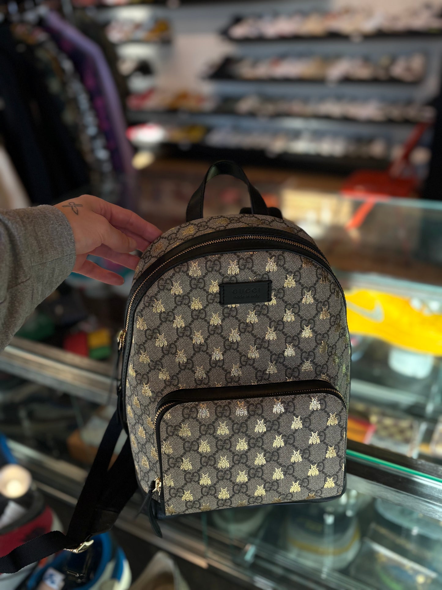 Gucci Mini Gold Bee Backpack