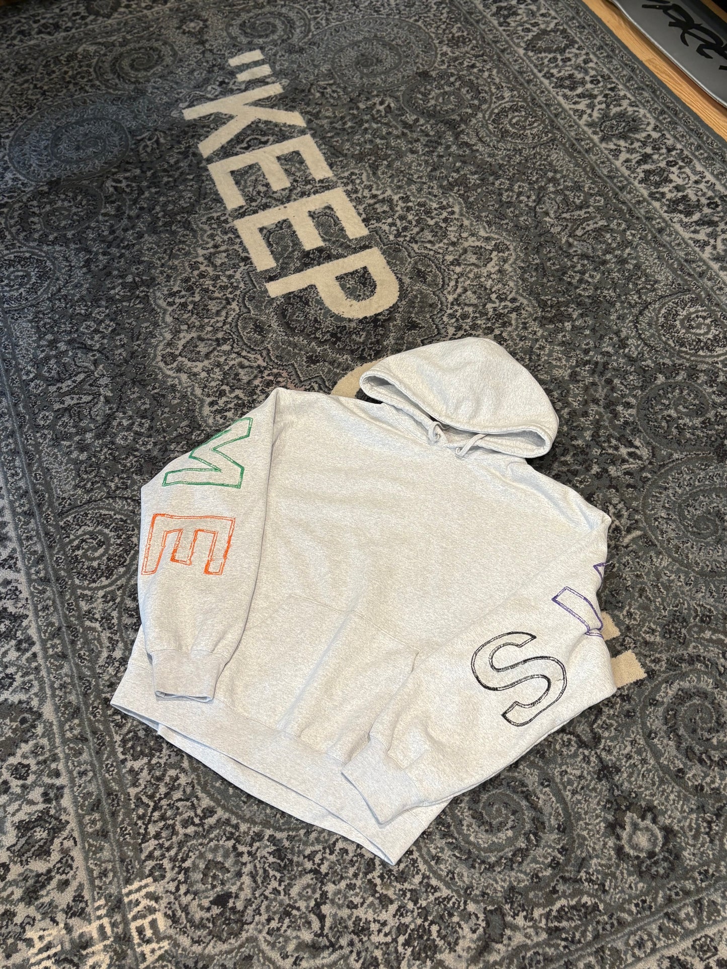 Supreme Gray Multicolor Logo Hoodie Size XL