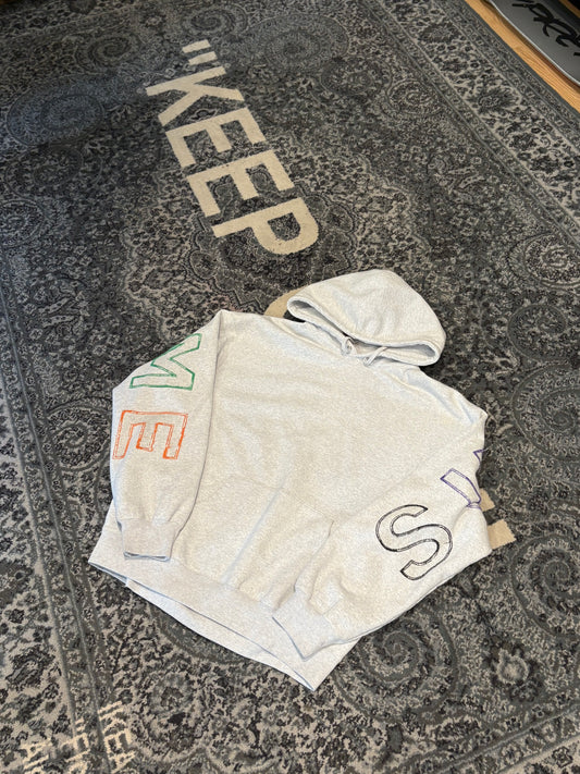 Supreme Gray Multicolor Logo Hoodie Size XL