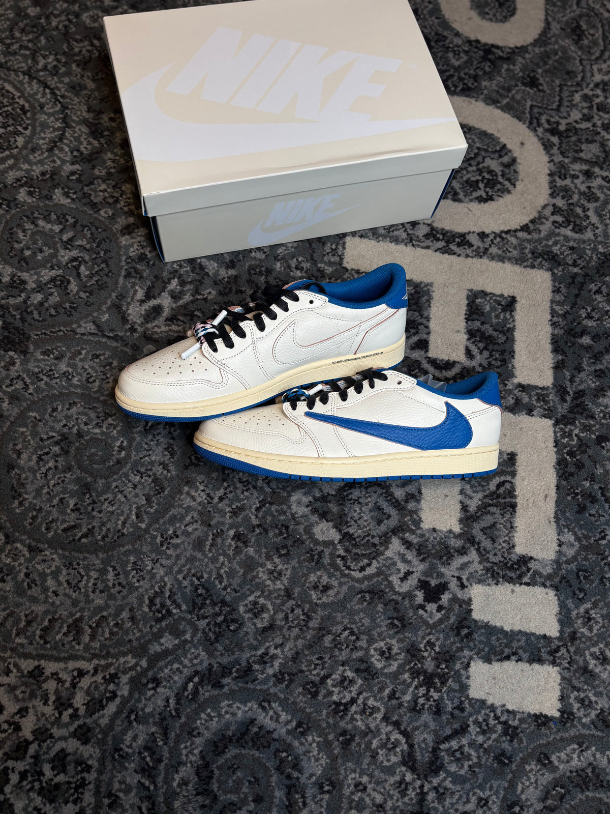 Jordan 1 Retro Low “Fragment x Travis Scott Sail Military Blue” Ds Og Size 11.5