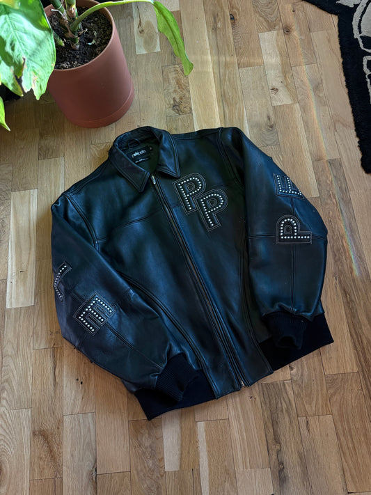 Pelle Pelle Leather Bomber Jacket Black Size Large