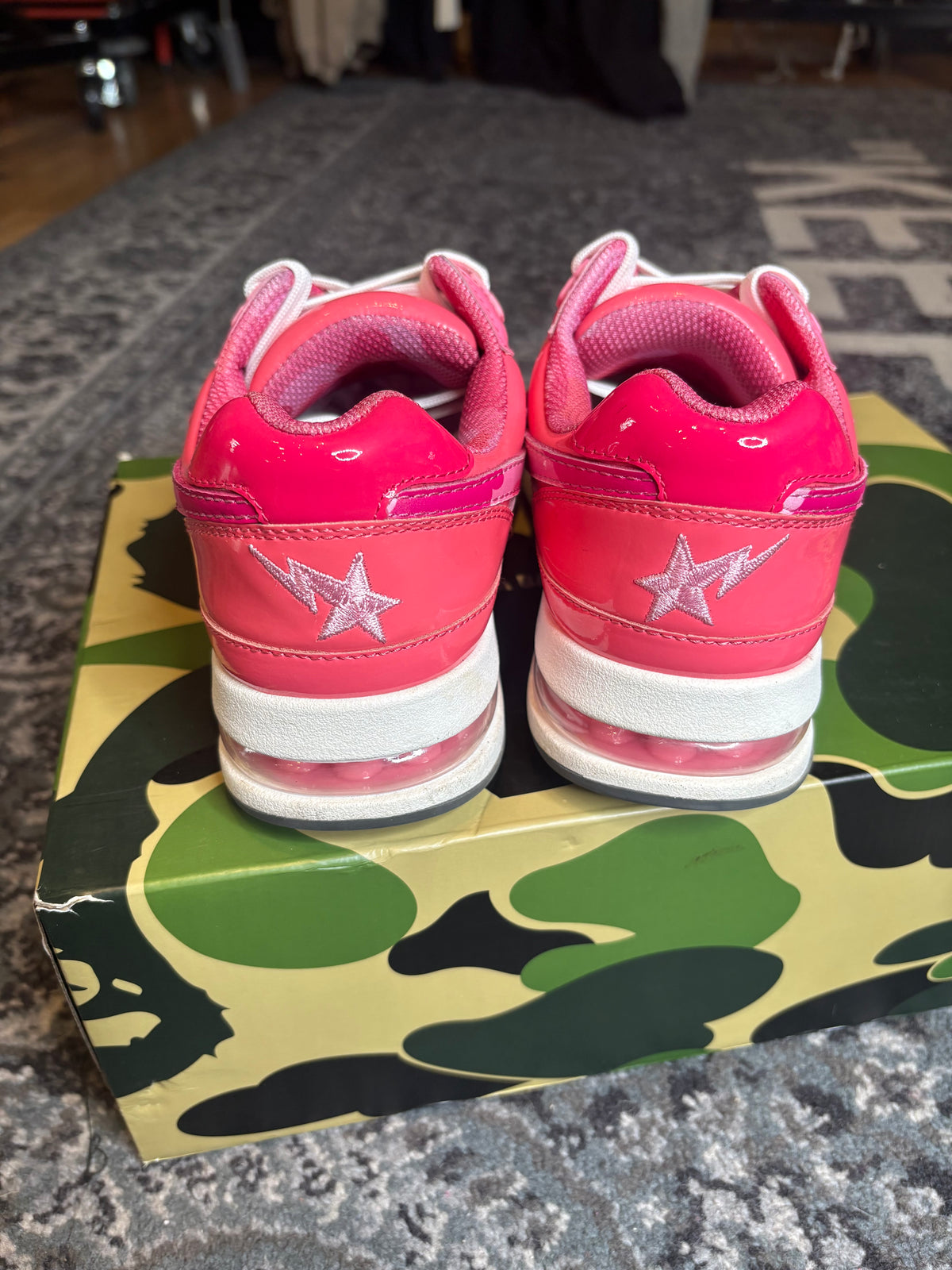 A Bathing Ape Bape Road Sta “Patent Leather Pink” Clean Og Size 6