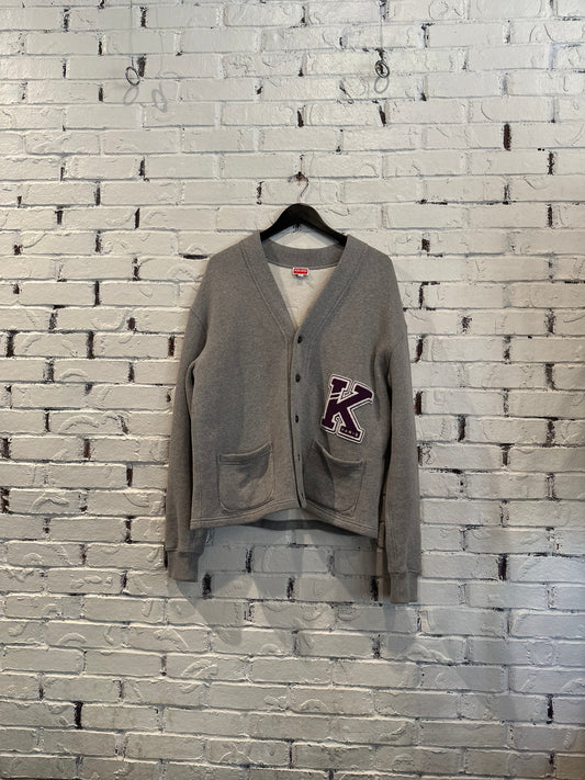 Kenzo Varsity Cardigan Sweatshirt Grey Gently Used Size M