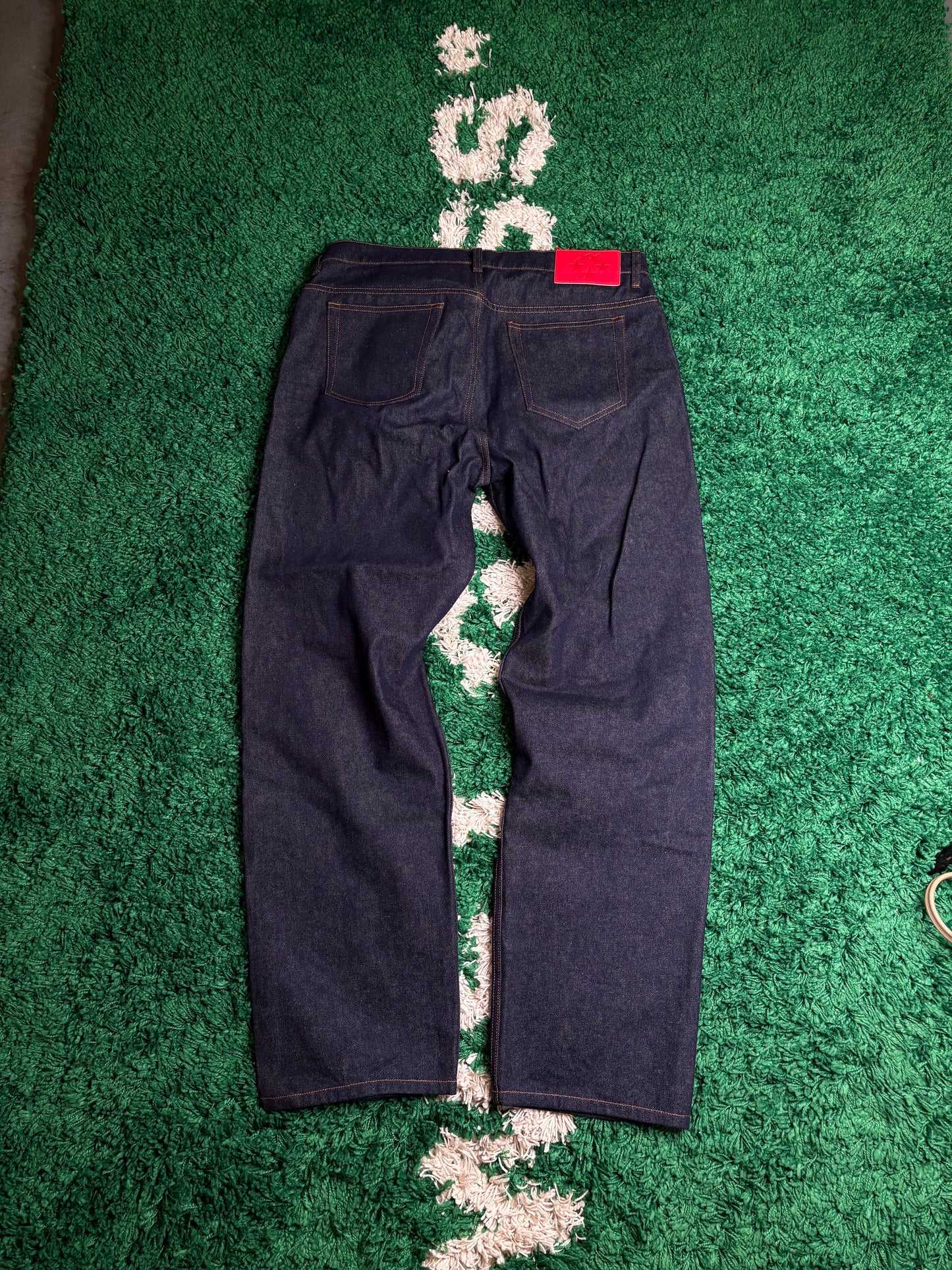Sp5der Dark Wash Logo Jeans Size 34