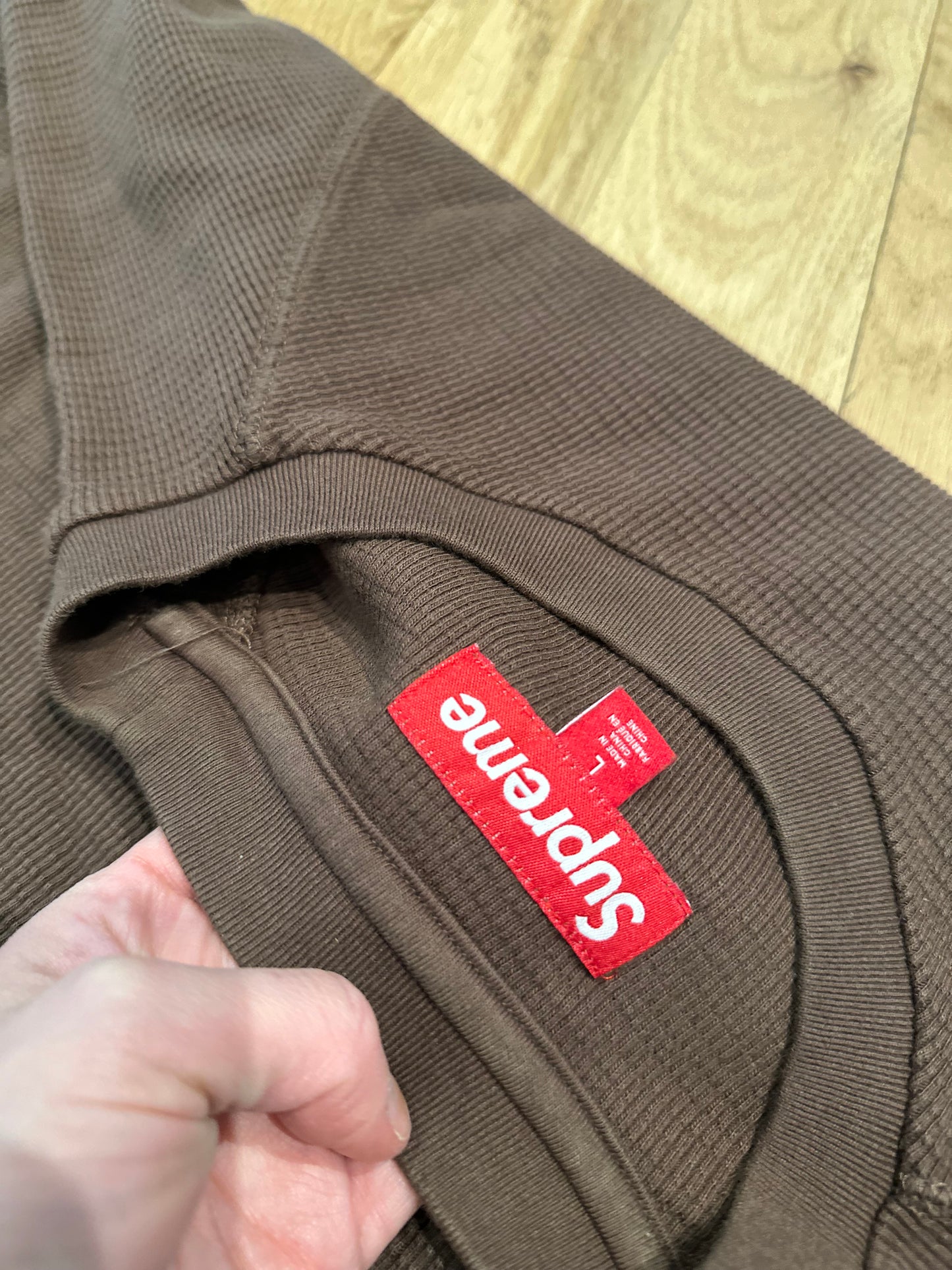 Supreme Brown Waffle Knit Tee DS Size Large