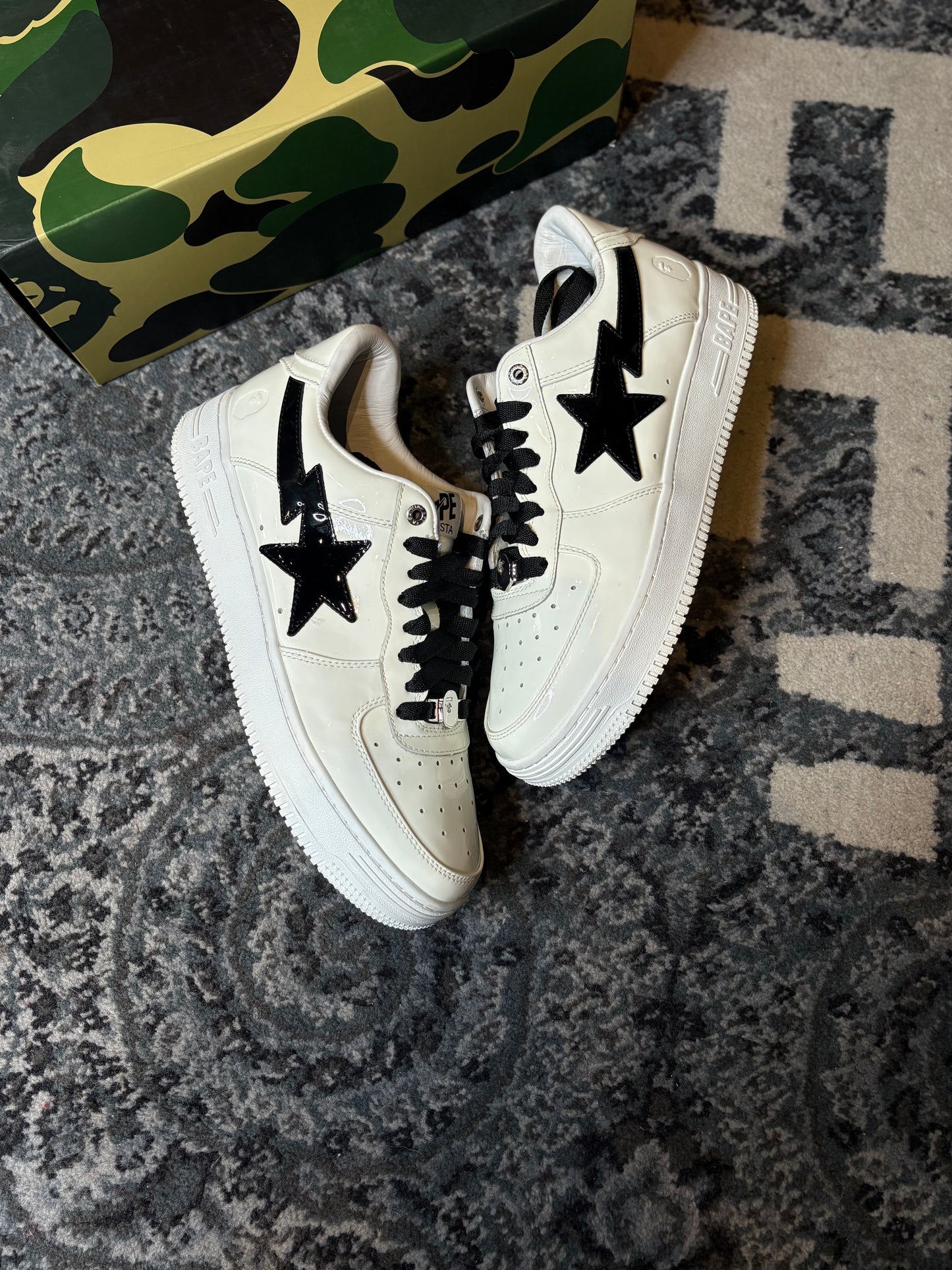 Bathing Ape Bape Sta #2 White Patent Clean Og Size 10