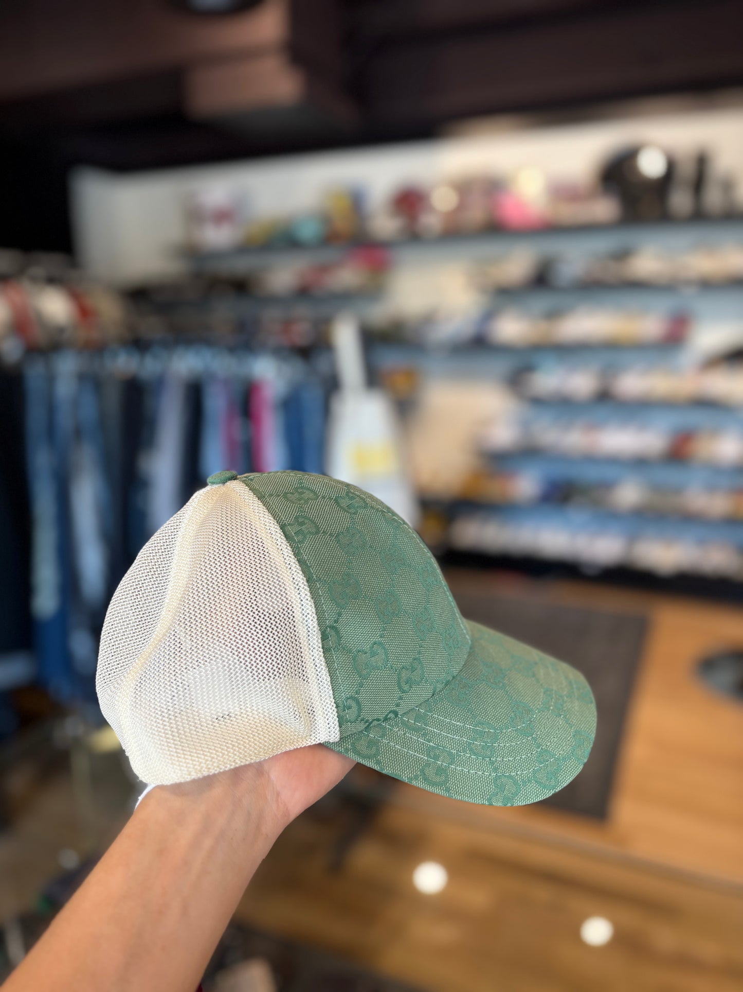 Gucci Green Monogram Hat DS