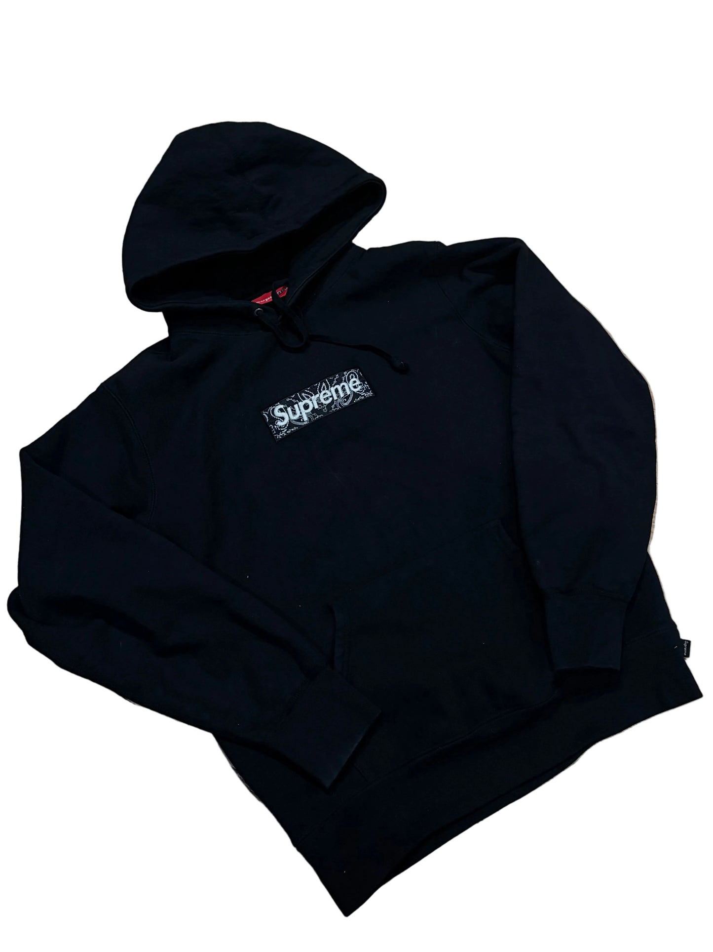 Supreme Black Bandana Box Logo Hoodie Size Small