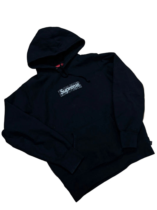 Supreme Black Bandana Box Logo Hoodie Size Small