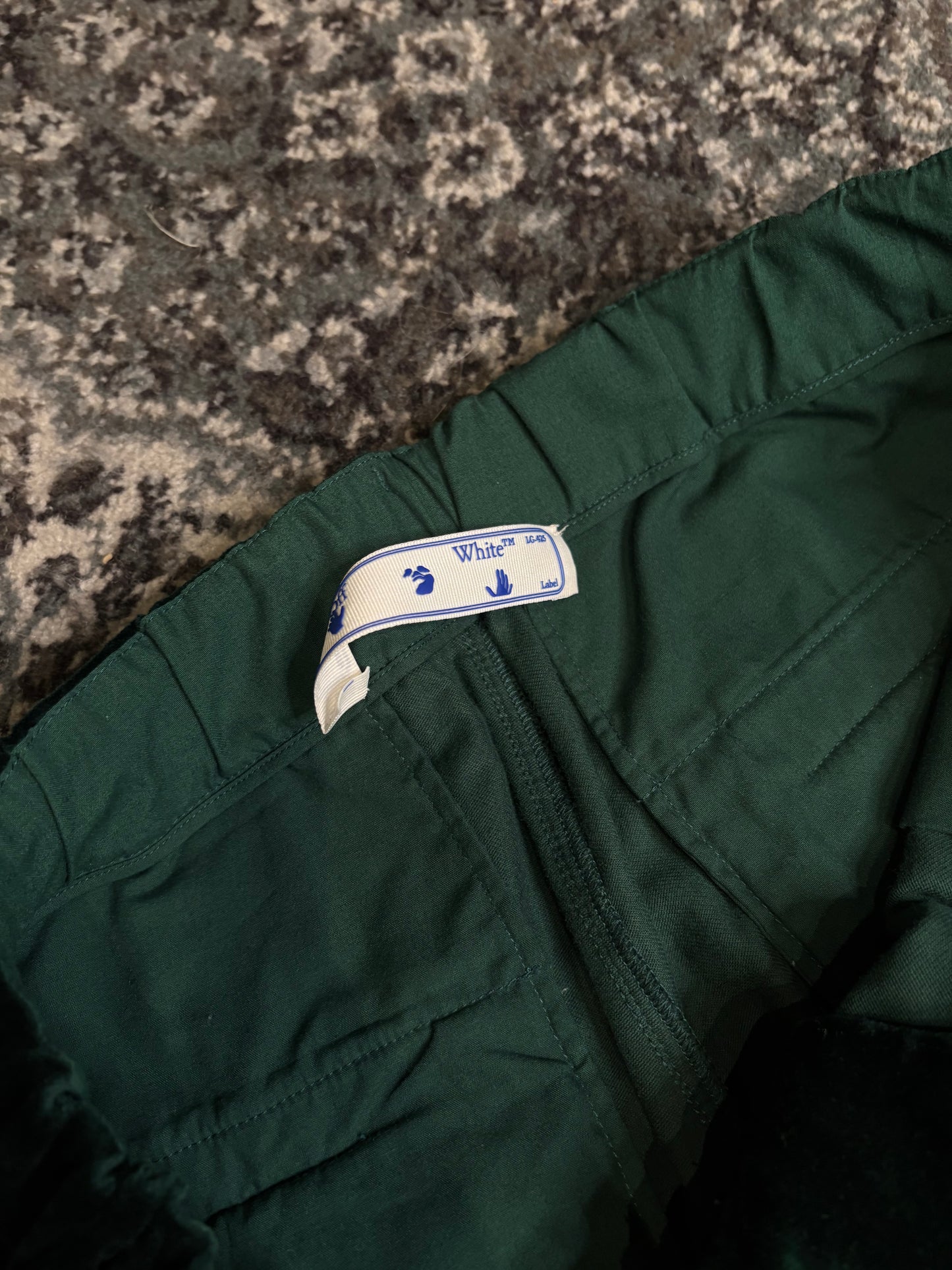 Off-White Green Velour Pants Size Large