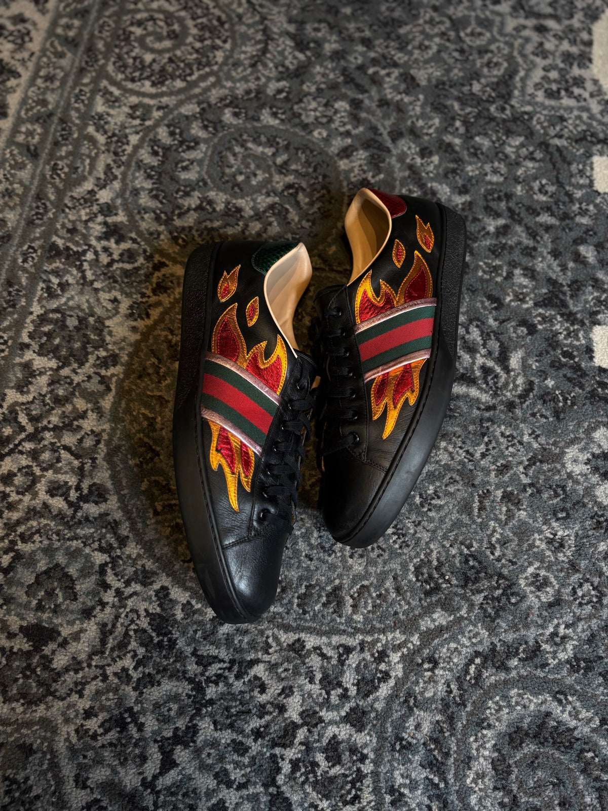 Gucci Ace Embroidered Flame Clean Nb Size 12G