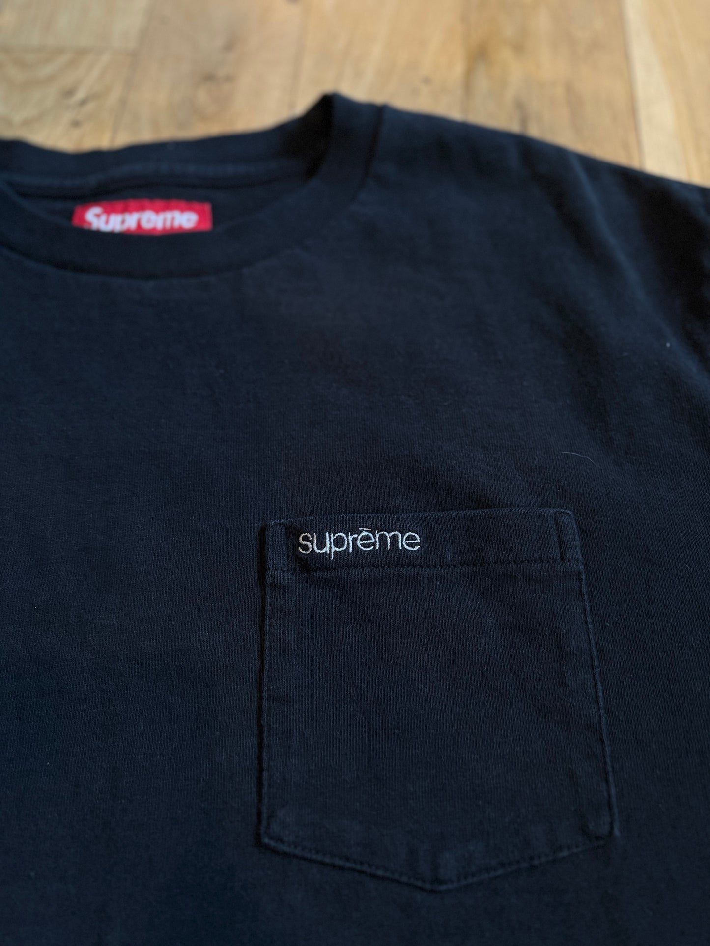 Supreme Black Pocket Logo Tee Size XL