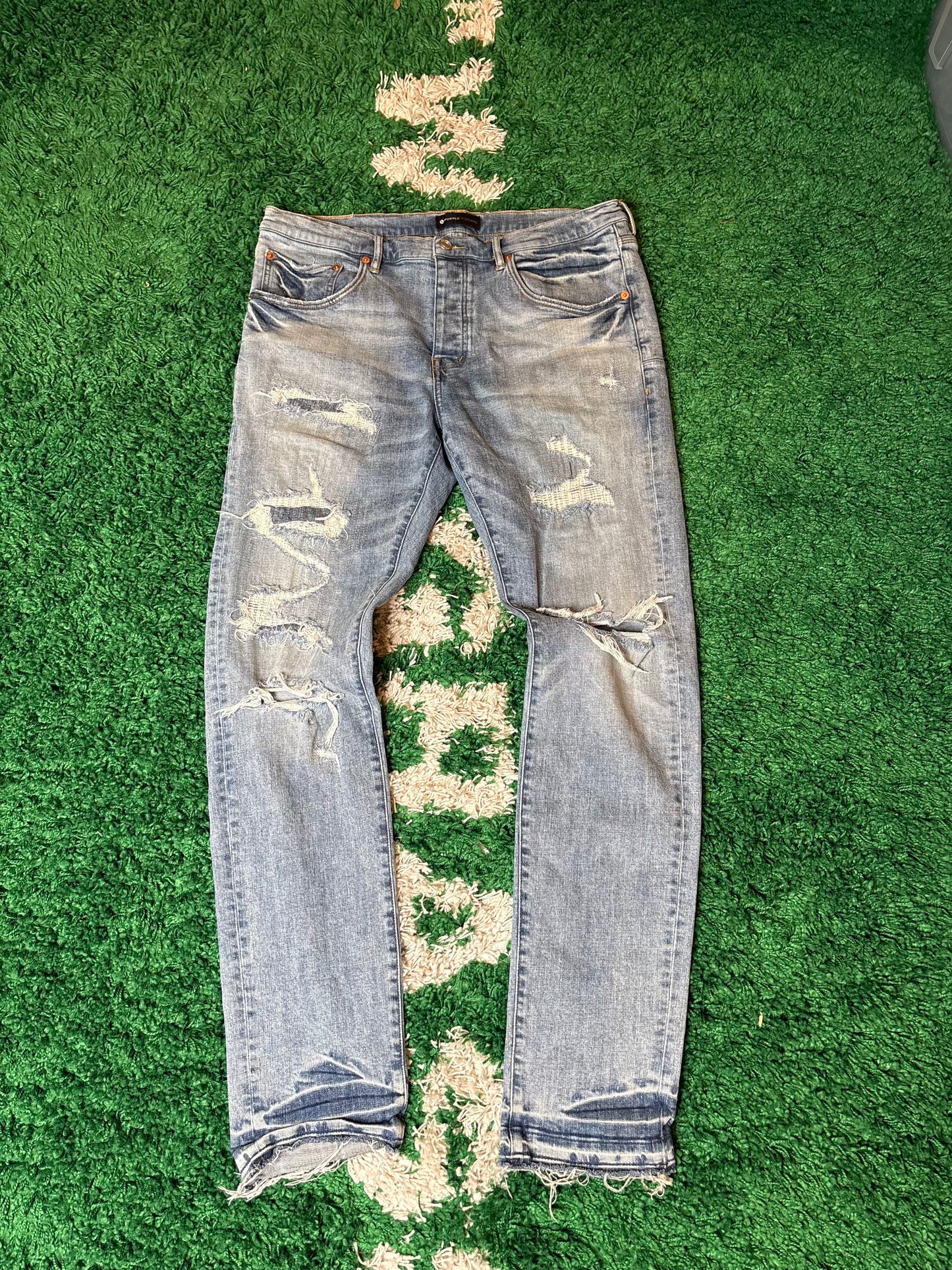 Purple Jeans Light Wash Distressed Size 38