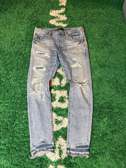 Purple Jeans Light Wash Distressed Size 38