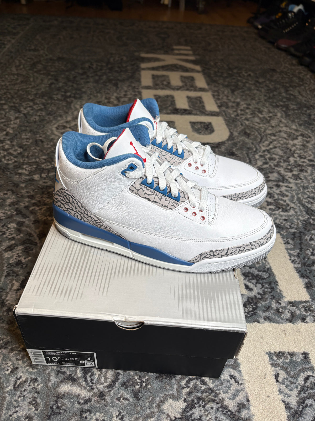 Jordan 3 Retro “True Blue” Clean Og Size 10.5