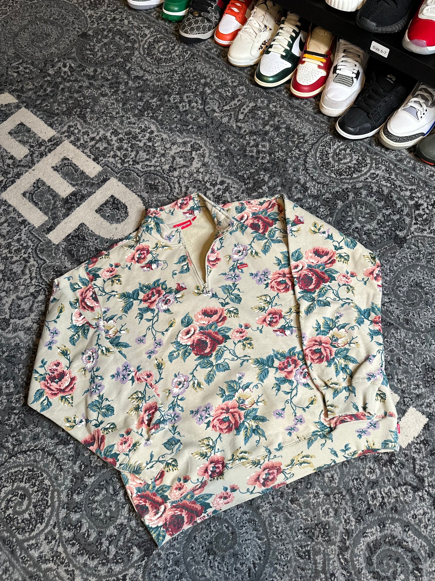 Supreme Floral Half Zip Pullover Size XL