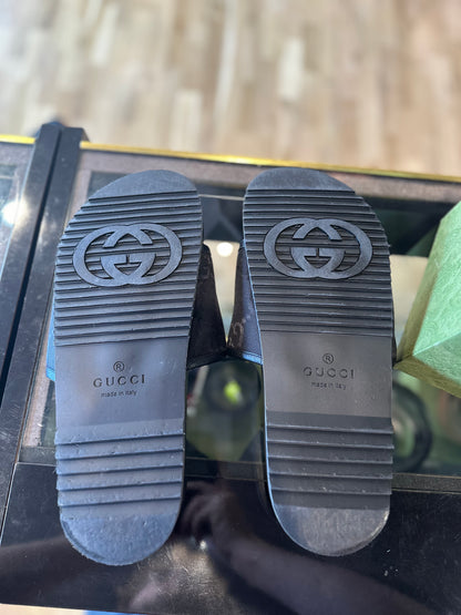 Gucci Slide Black Monogram Sz 10 (9G) Clean OG All