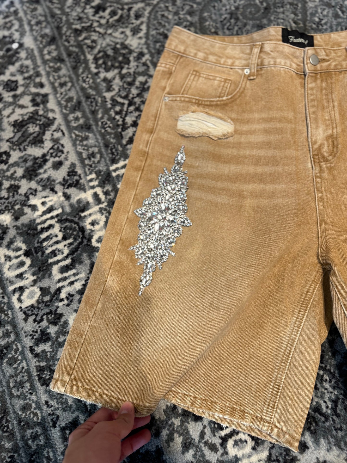 Fraternal Beige Rhinestones Shorts Size 34
