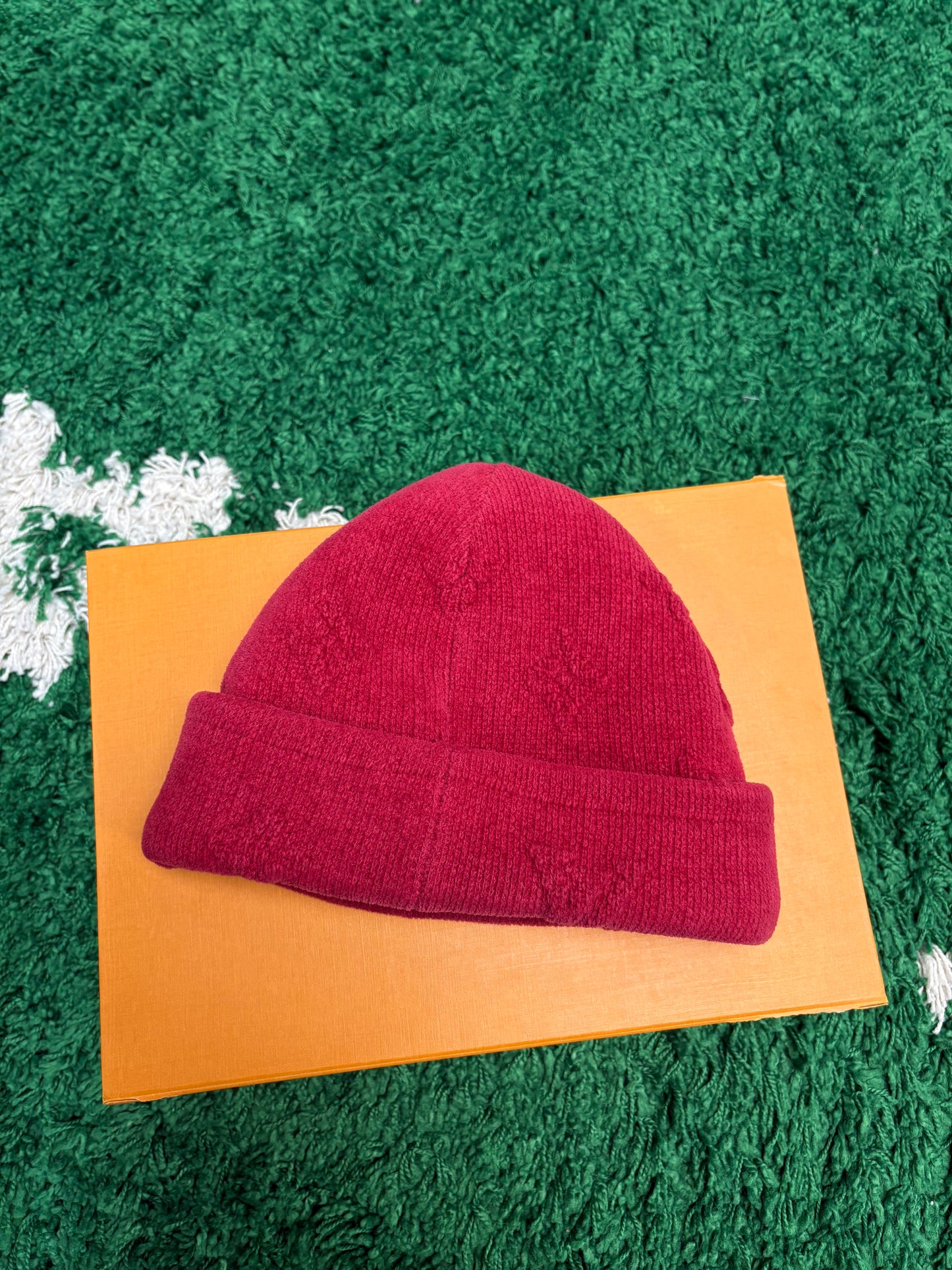 Louis Vuitton Crush Monogram Heritage Beanie Red