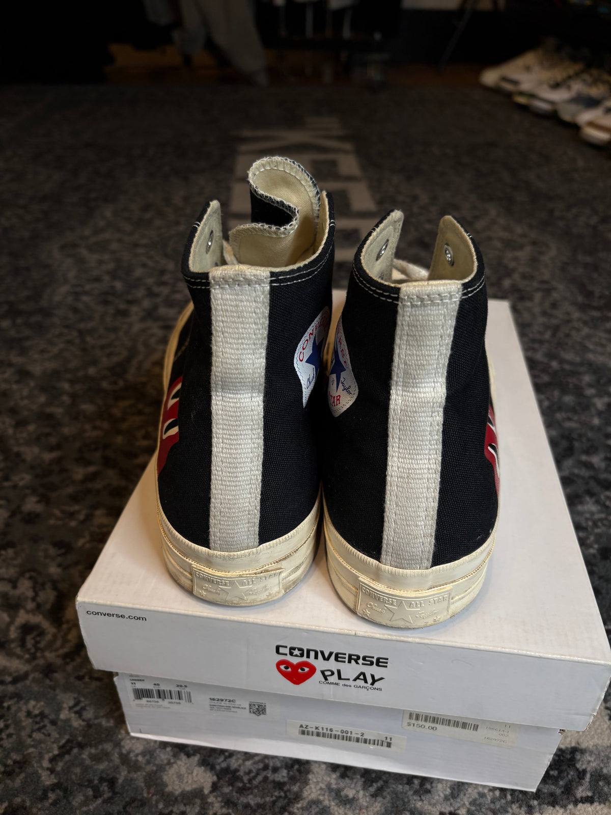 Comme des Garçons PLAY X Converse Chuck 70 High “Black”  Clean Rb Size 11