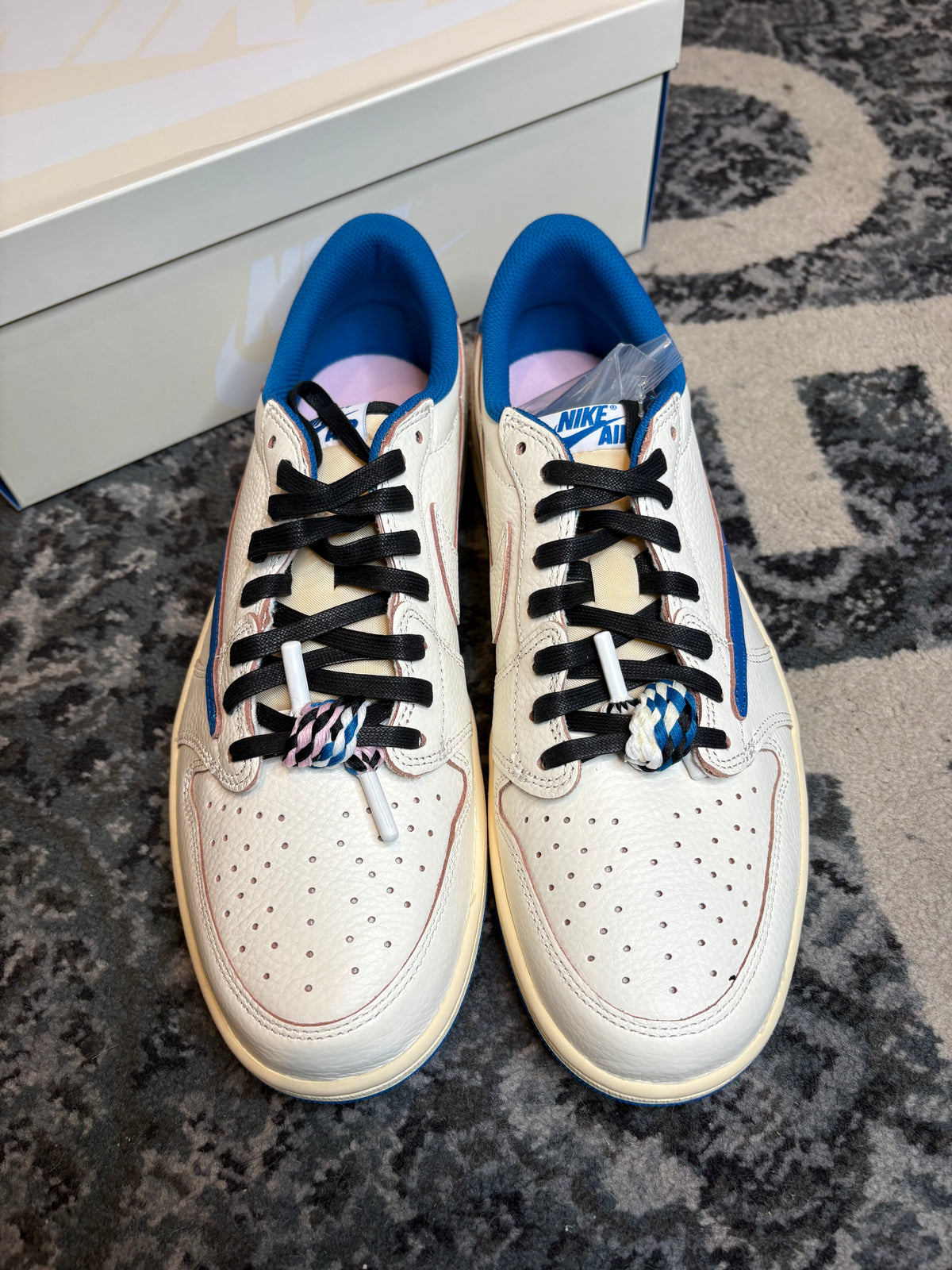 Jordan 1 Retro Low “Fragment x Travis Scott Sail Military Blue” Ds Og Size 11.5