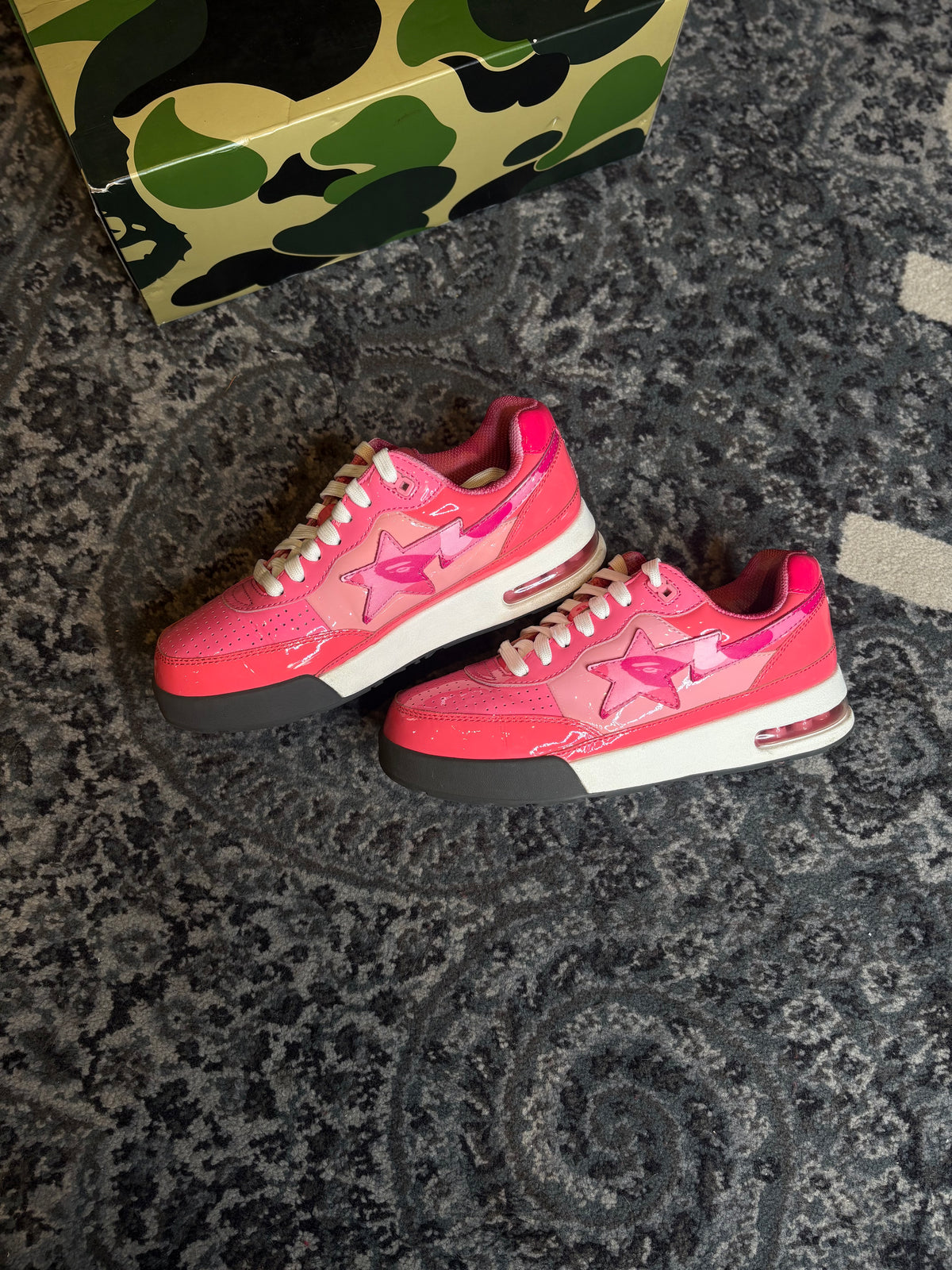 A Bathing Ape Bape Road Sta “Patent Leather Pink” Clean Og Size 6