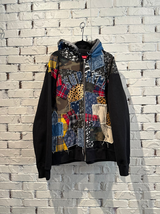 Supreme Patchwork Zip-Up Hoodie Size XXL