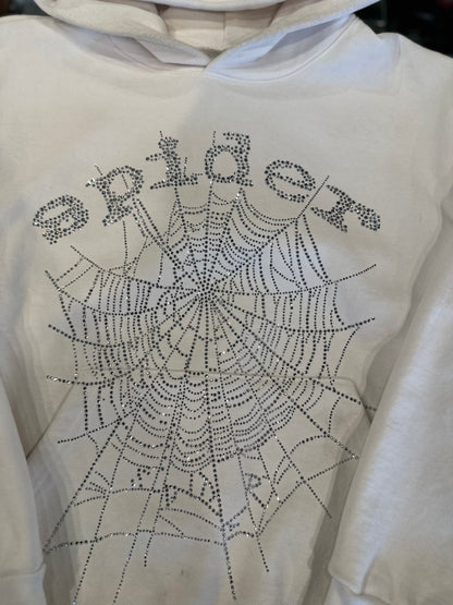 Spider Rhinestone Hoodie Size Medium