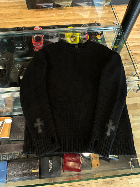 Chrome Hearts Black Patch Sleeve Cashmere Sweater Size Medium