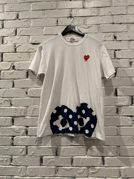 Play COMME des Garcons Blue Half Heart T-shirt Size L