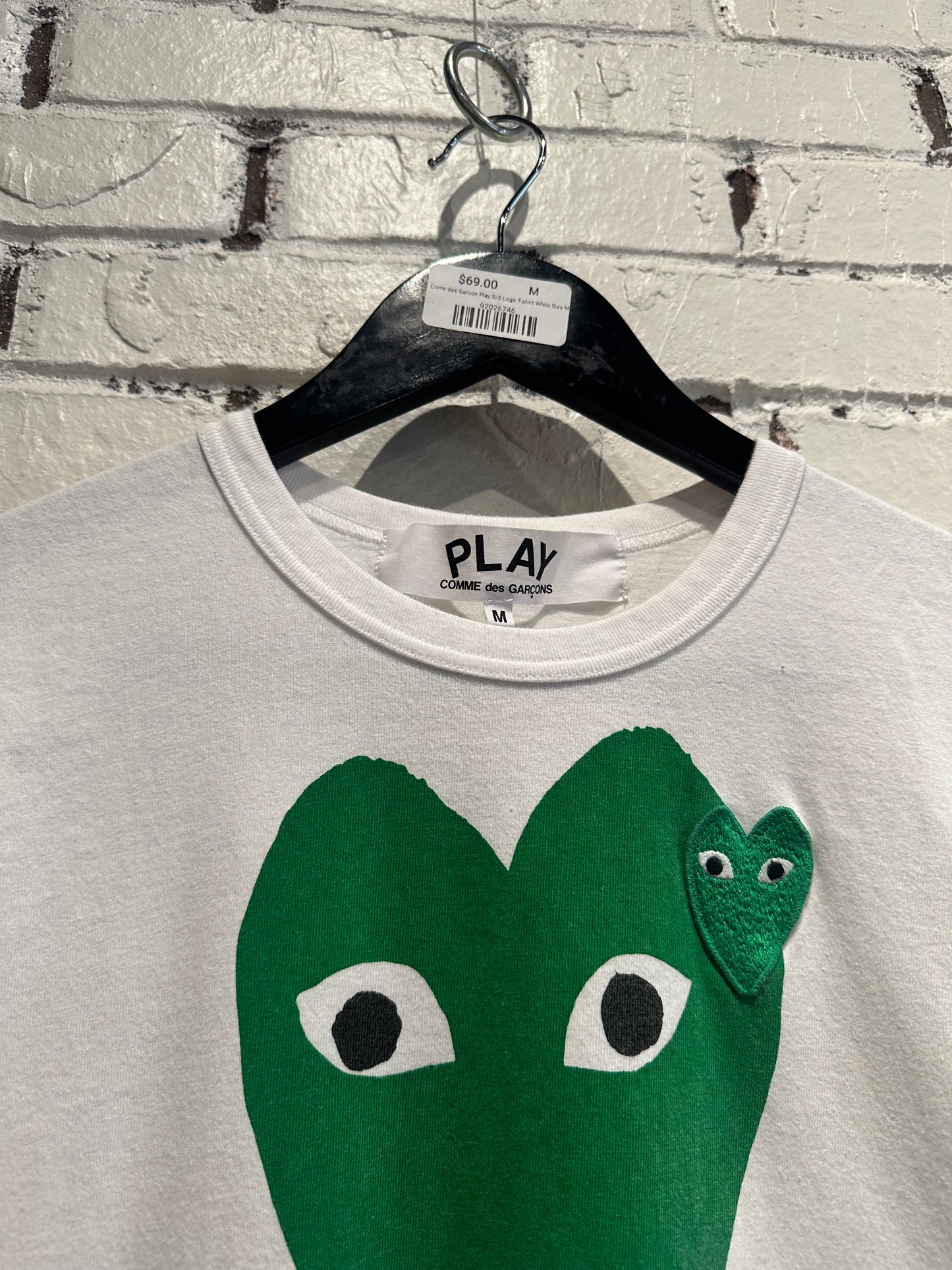 Play COMME Des Garçon Green Heart T-shirt White Size M