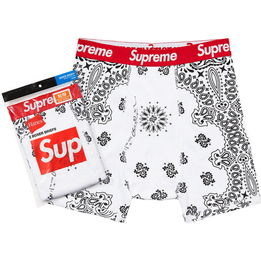 Supreme Hanes Boxer Briefs White Bandana