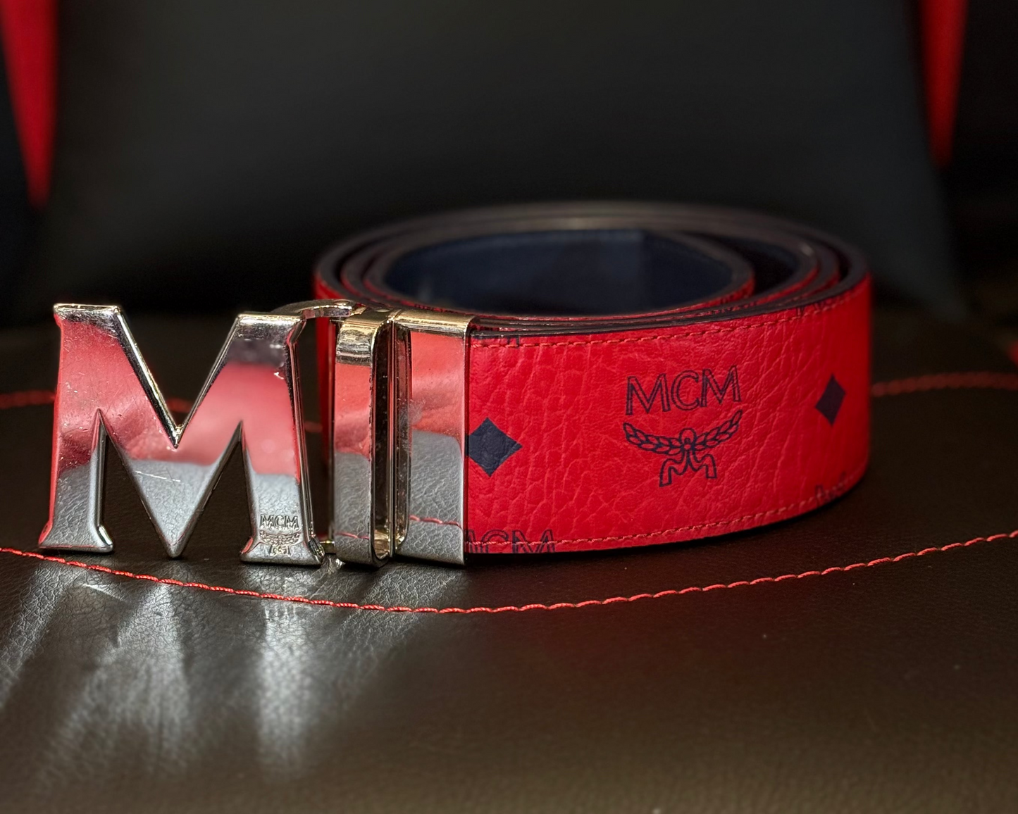 MCM Belt Red Monogram