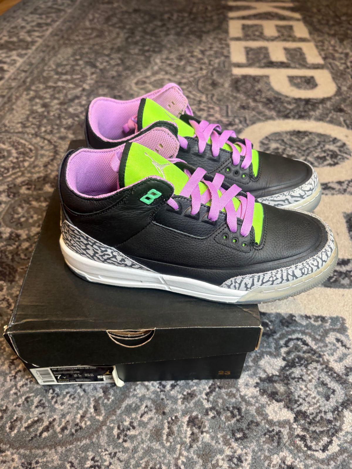 Jordan 3 Retro “Electric Green” Clean Og Size 7Y